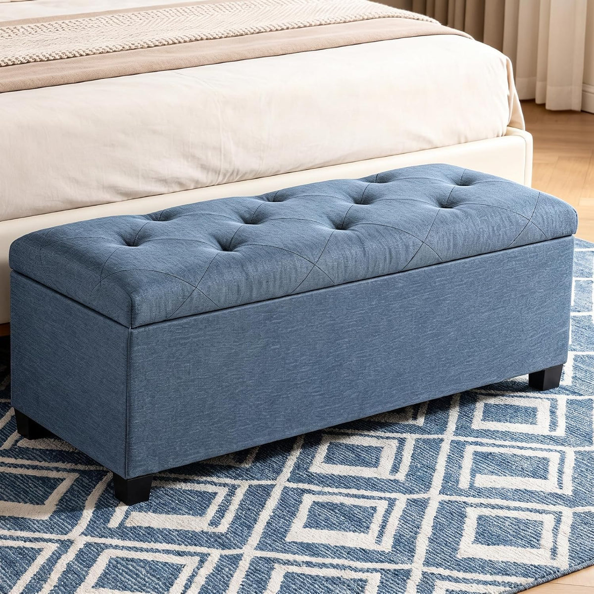 Large Upholstered Storage Ottoman Bench