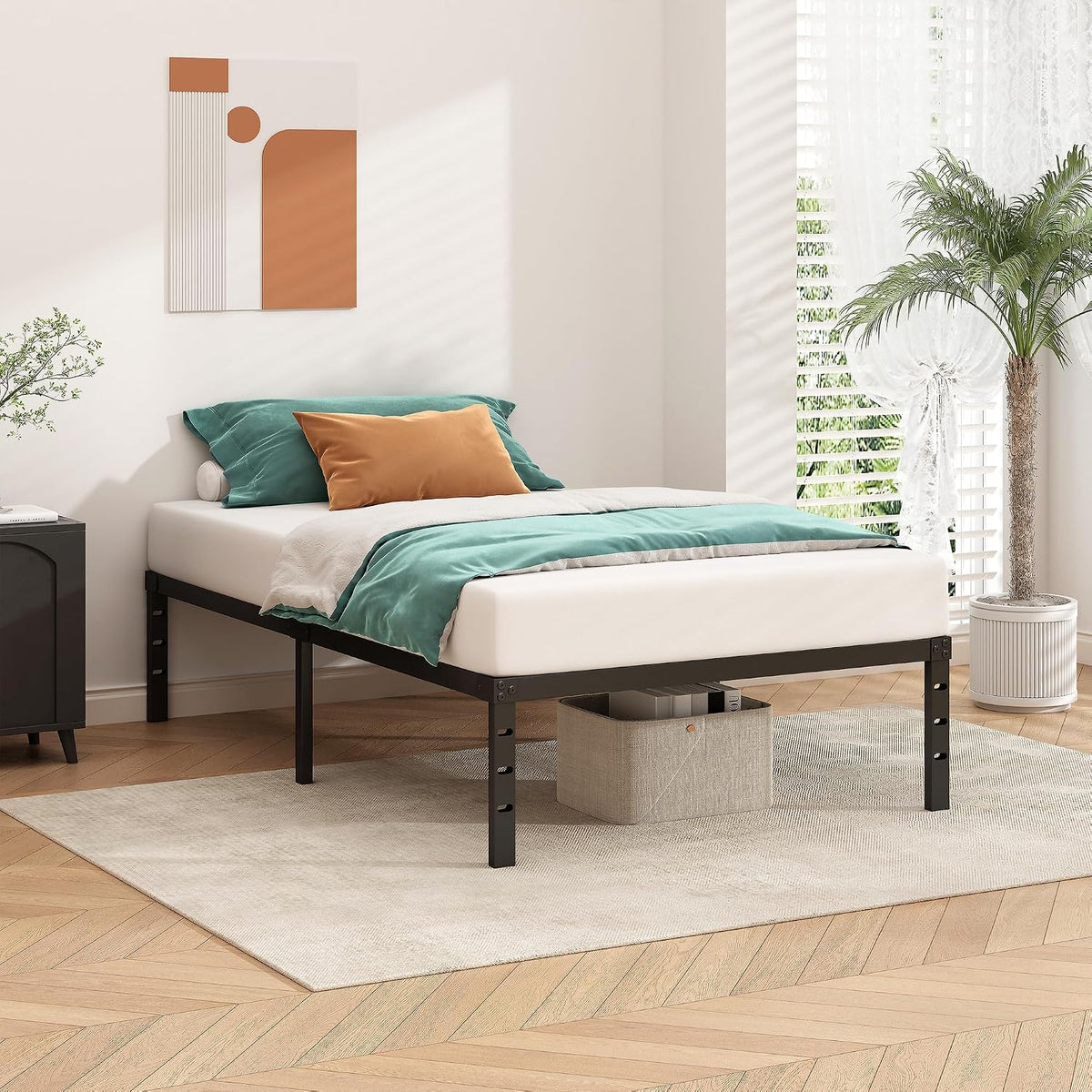 Black Twin‑Size Metal Platform Bed Frame