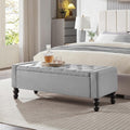Light Gray Tufted Storage Ottoman Bench