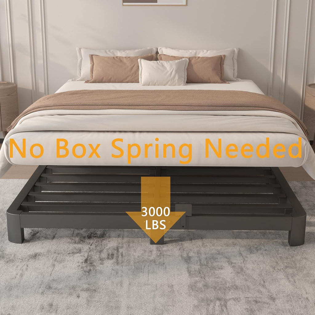 Black Queen Metal Platform Bed Frame