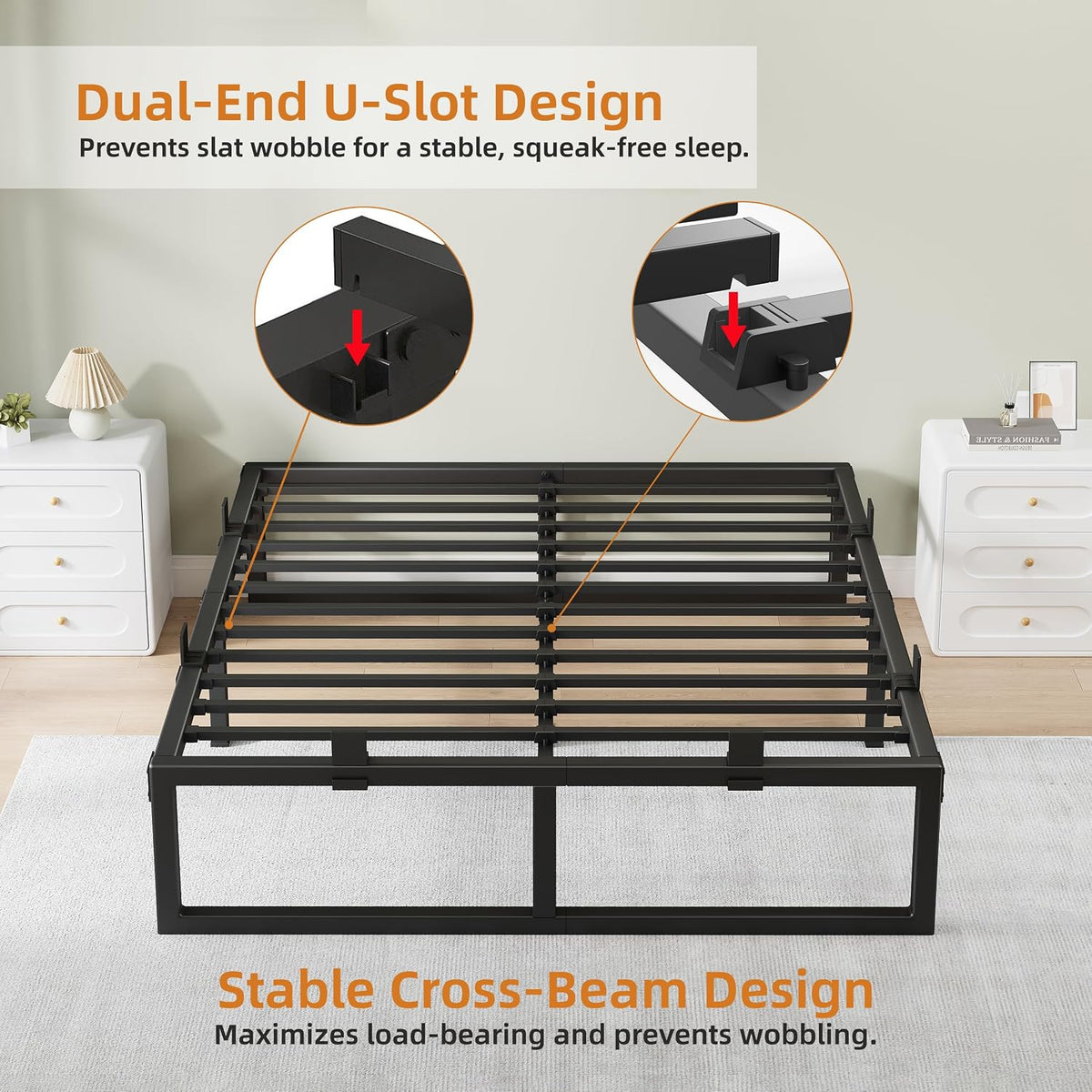 Queen‑Size Metal Platform Bed Frame