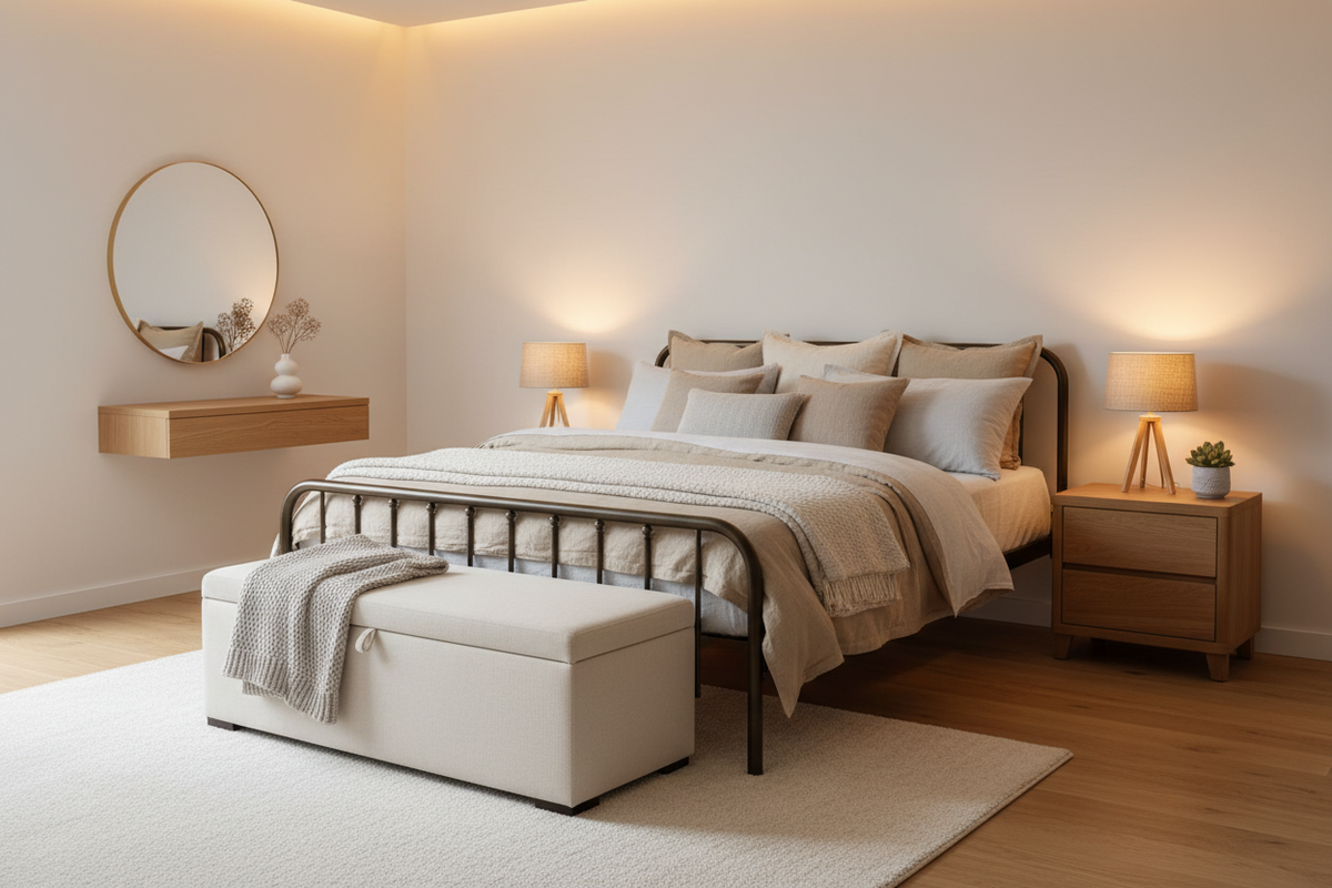 Cozy Bedroom with All Four Furniture Categories